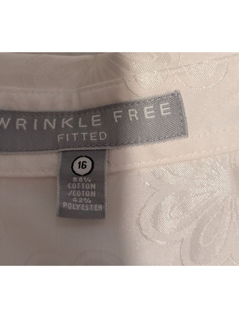 Foxcroft Wrinkle-Free White Floral Button-Up Shirt Flower Buttons Sz 16 Cotton - Picture 4 of 16